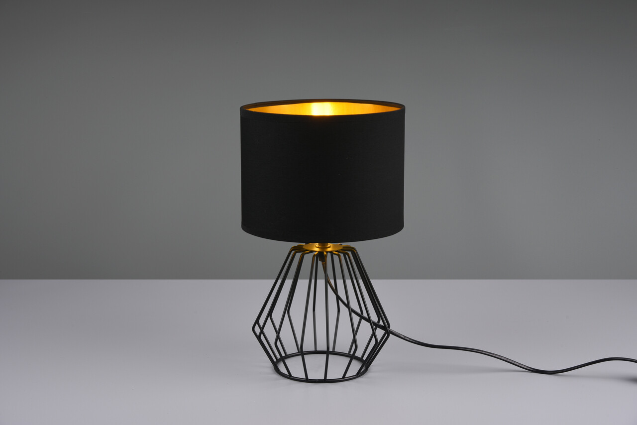 Lampa de masa Chuck, RL, 20x34 cm, 40W, 1x E14, metal/textil, negru/auriu - imagine 4